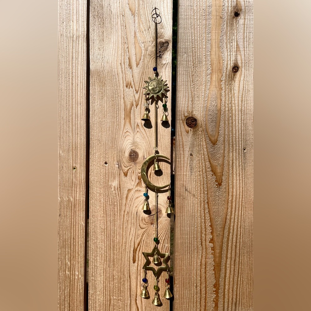 Gold Sun Moon and Star Wall Hanging Decoration BOHO Fairy Whimsical Hippie